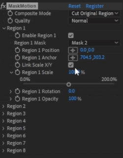 Link Scale X and Y control demonstration in MaskMotion