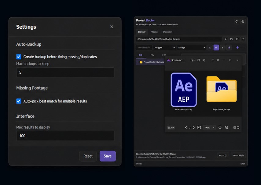 Project Doctor safety and backup preview