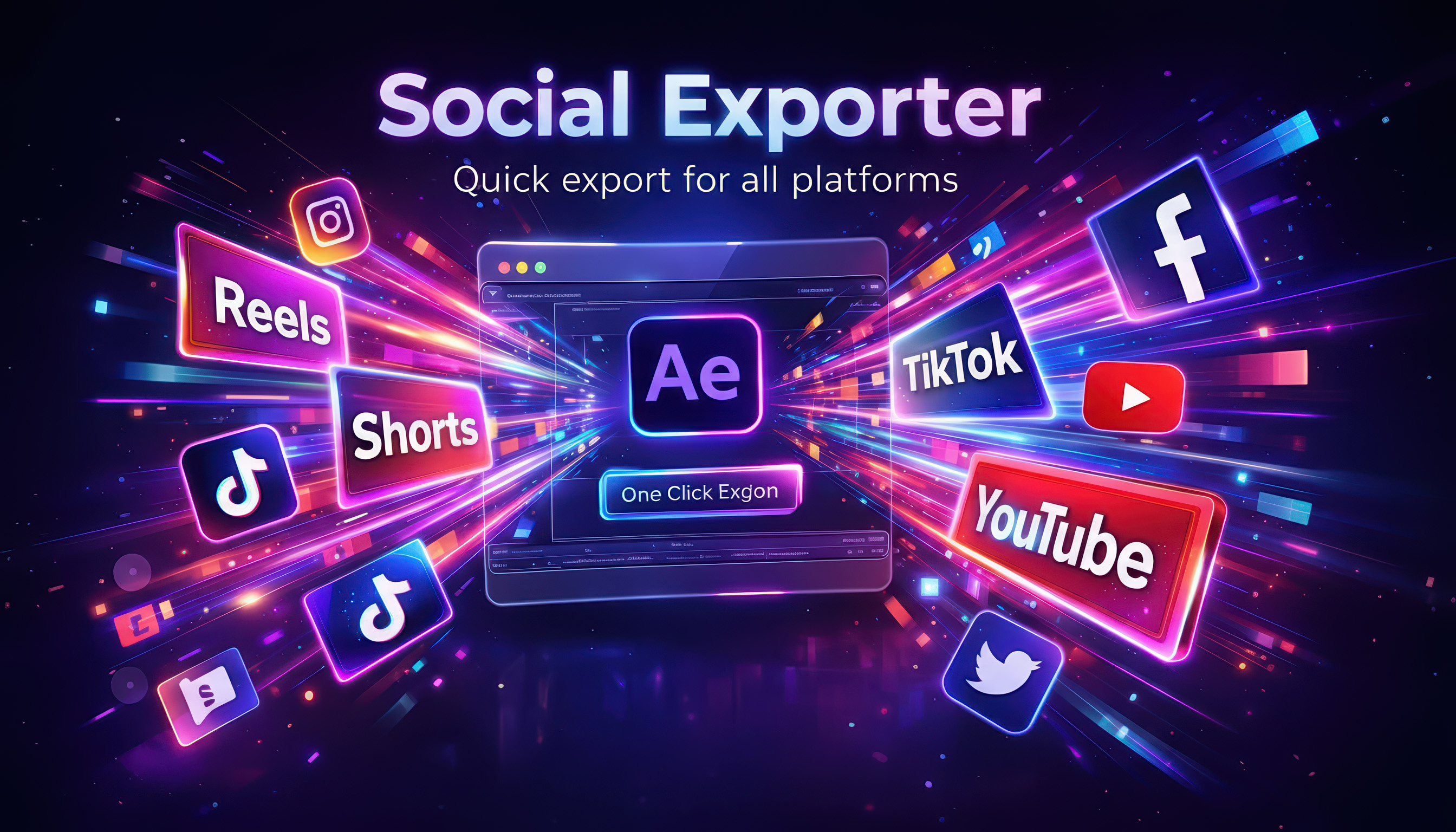 Social Exporter for After Effects product artwork