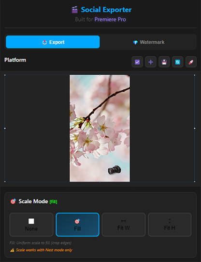 Social Exporter fill mode preview