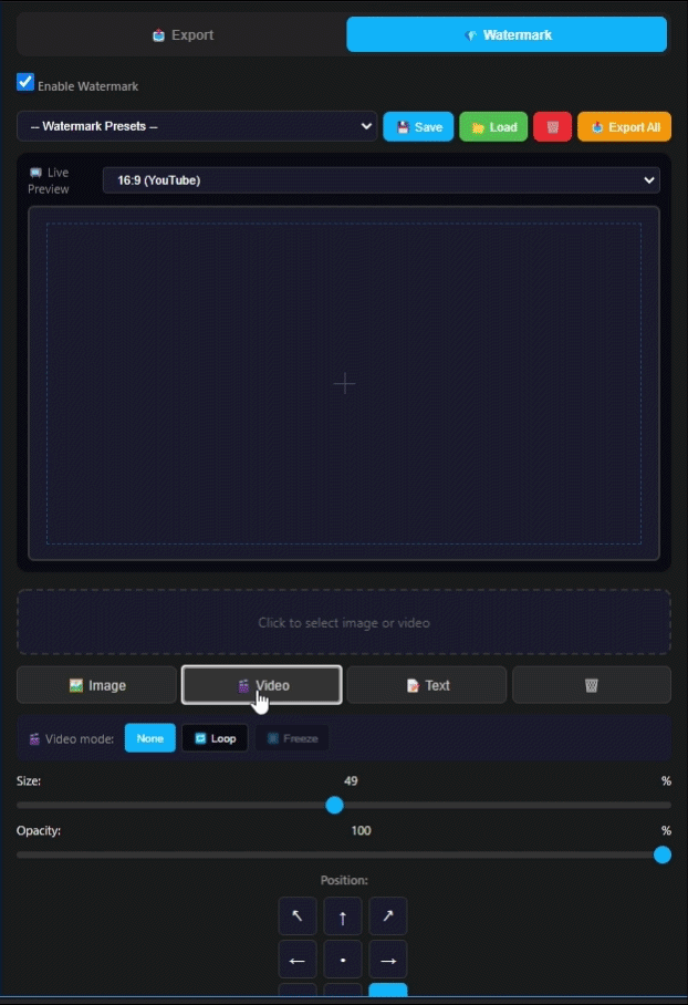Video watermark workflow
