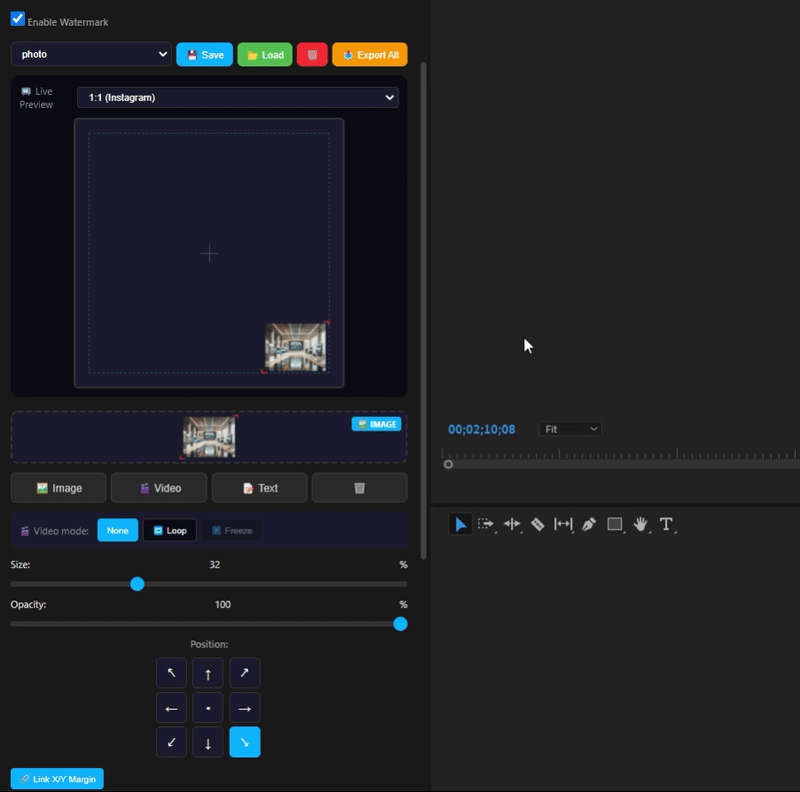 Watermark focus preview
